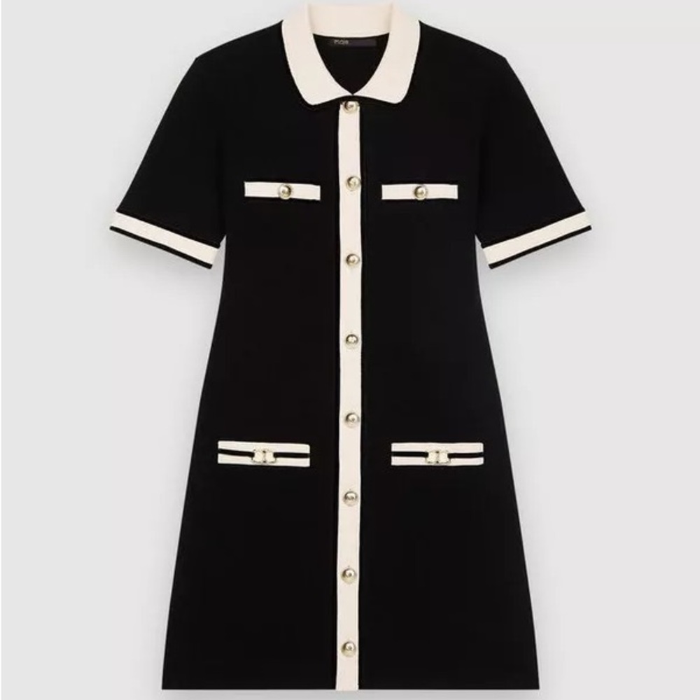 NWOT Maje Raveny contrast knit dress with horsebit - 38